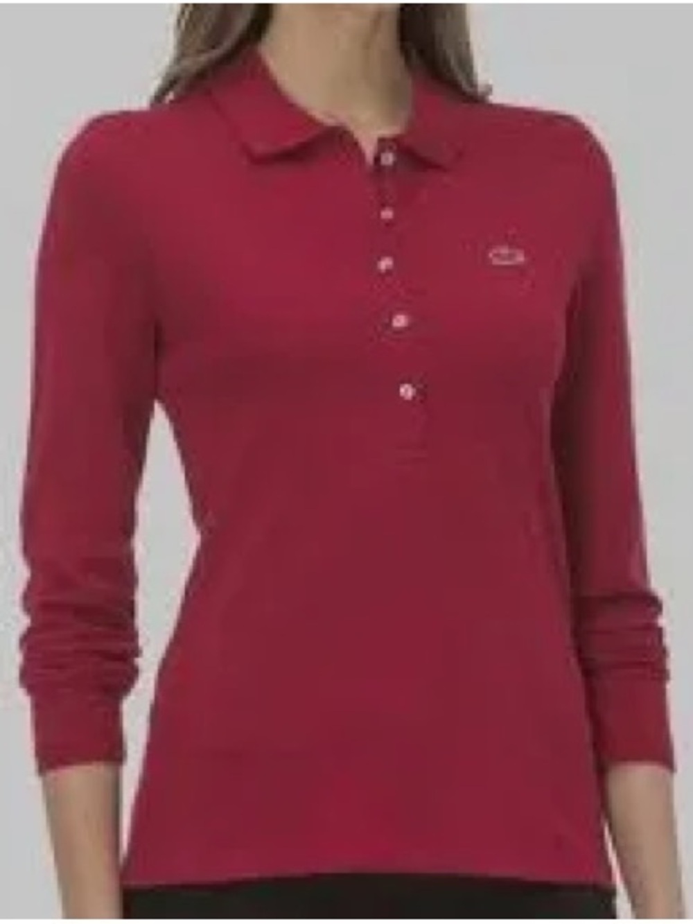 Lacoste Slim Fit Women’s Long Sleeve Polo Shirt Fuschia Golf Retro Preppy 80s